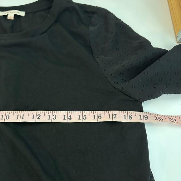 Skies are Blue Women's Black Swiss Dot Back Button Up Blouse Size Medium - Picture 8 of 9